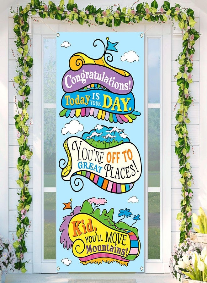 Pudodo Oh The Places You'll Go Door Cover Graduation Travel Theme Party Decor Front Door Porch Banner Photography Decoration - Image 1